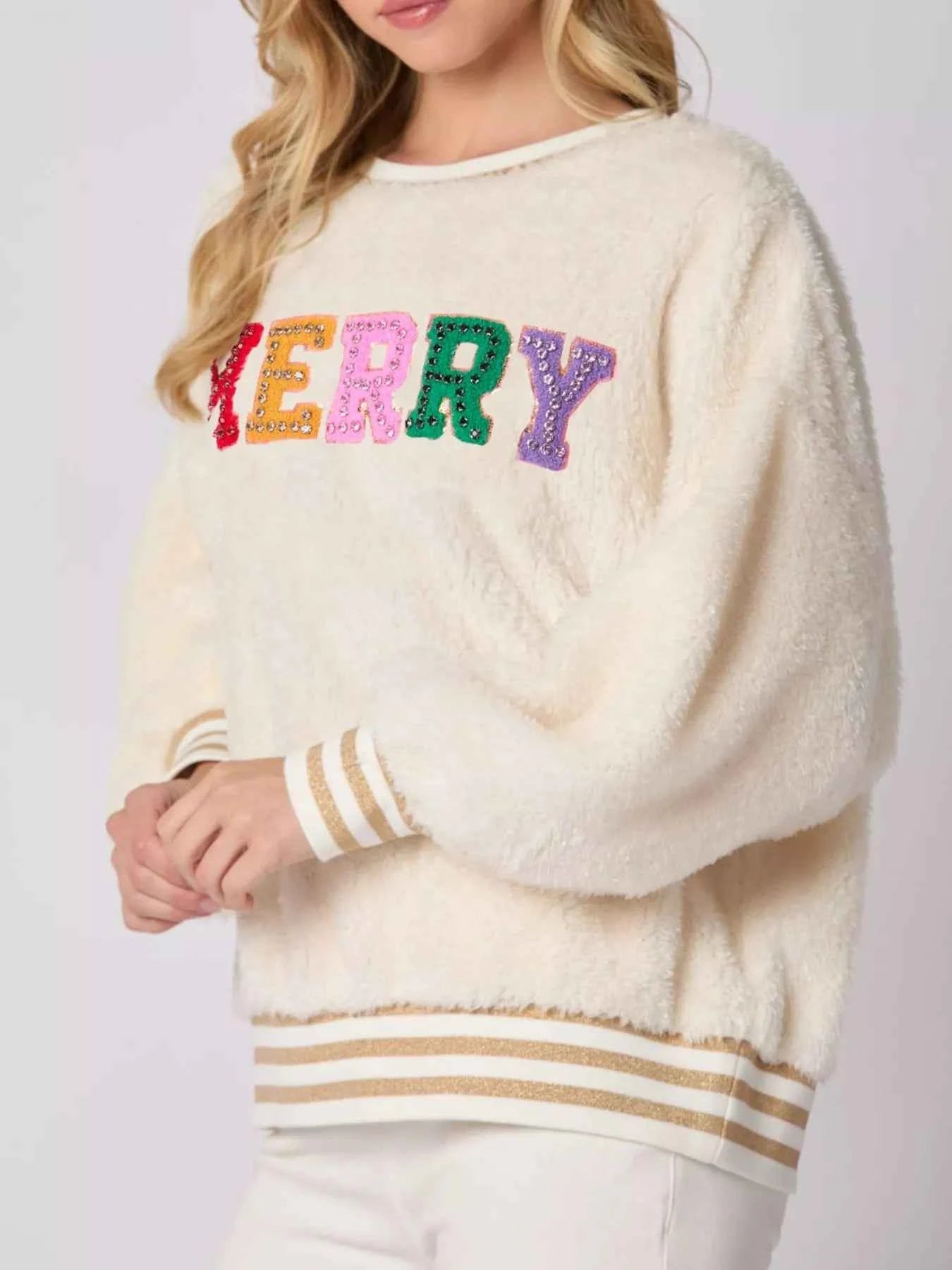 Rhinestone Merry Christmas Round Neck Sweatshirt 64fd3bc2-2fa2-4395-aba0-9e124101ea31-Max-Origin