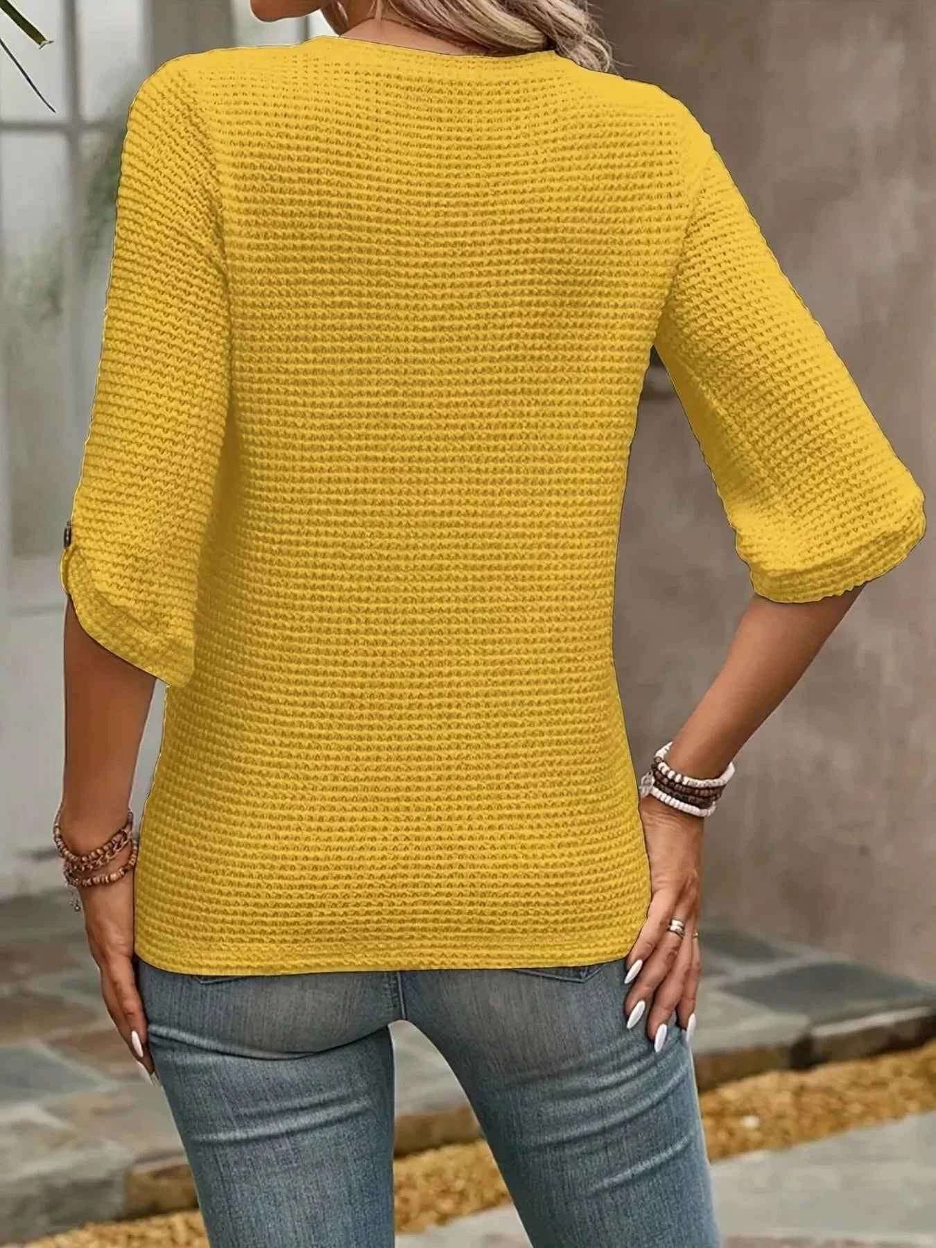 Waffle-Knit Round Neck Knit Top 650c2c9cf29f4fbf91062ebec3c0d331-Max-Origin