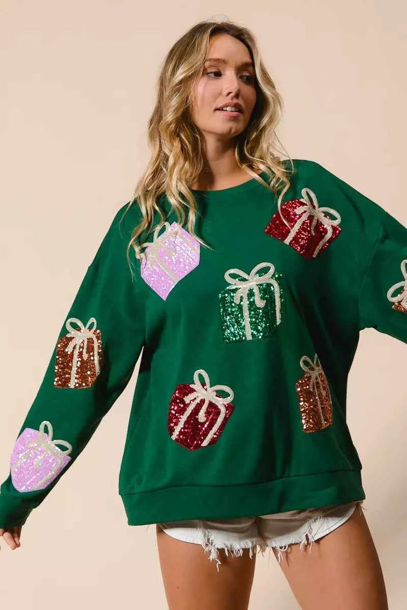 BiBi Sequin Christmas Gift Box Embroideries Pullover 650f5fbe1ec34e3a91b75c57e9a6de3b-Max-Origin