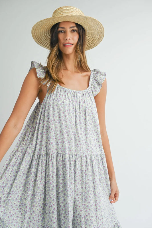 Floral Ruffle Shoulder Tiered Midi Dress 6511a9de-a661-48b7-af72-dd82ef046465-Max
