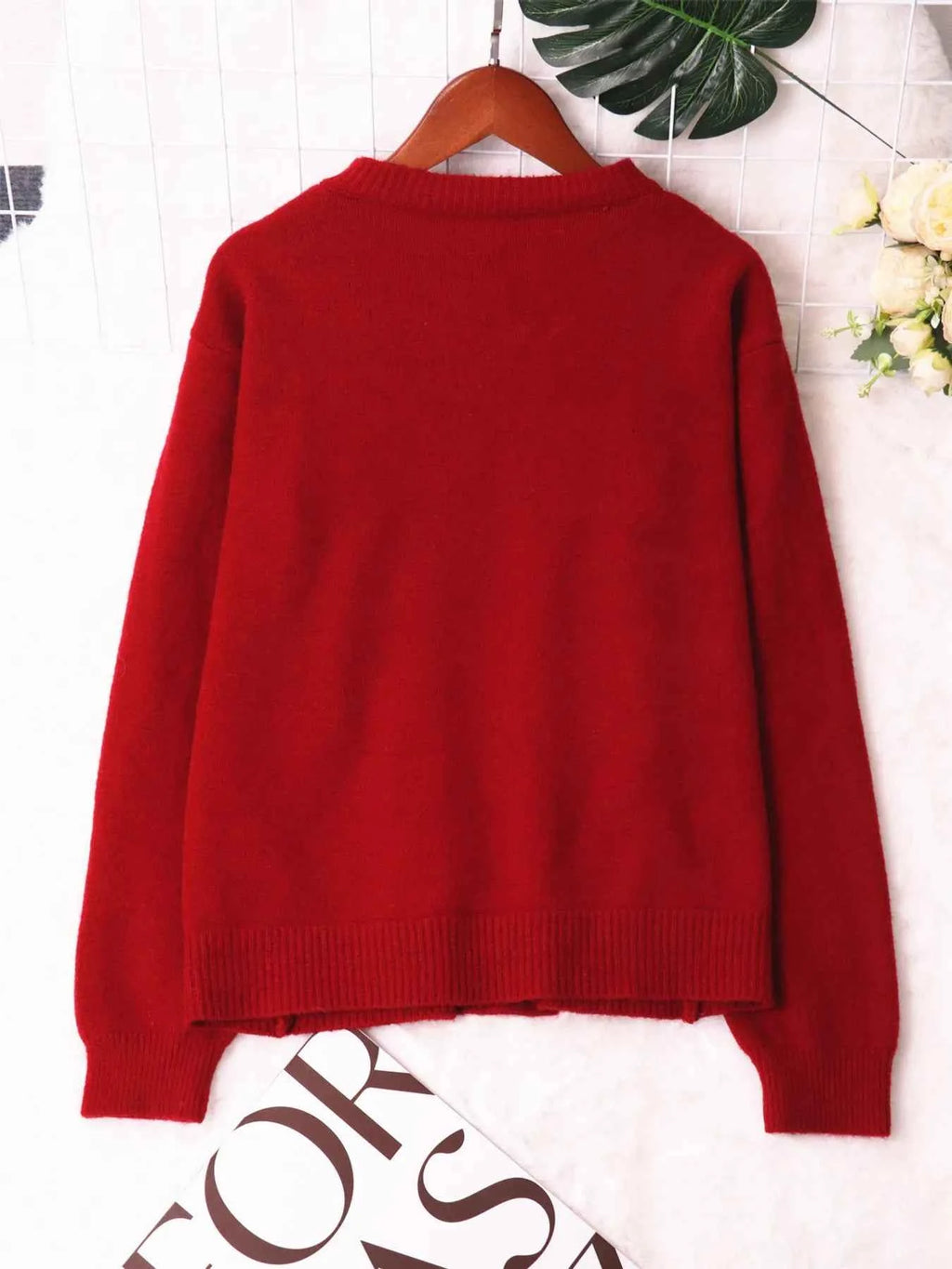 Flower Button Up Long Sleeve Cardigan 65270168b3c44df7b4557007328d4030-Max-Origin