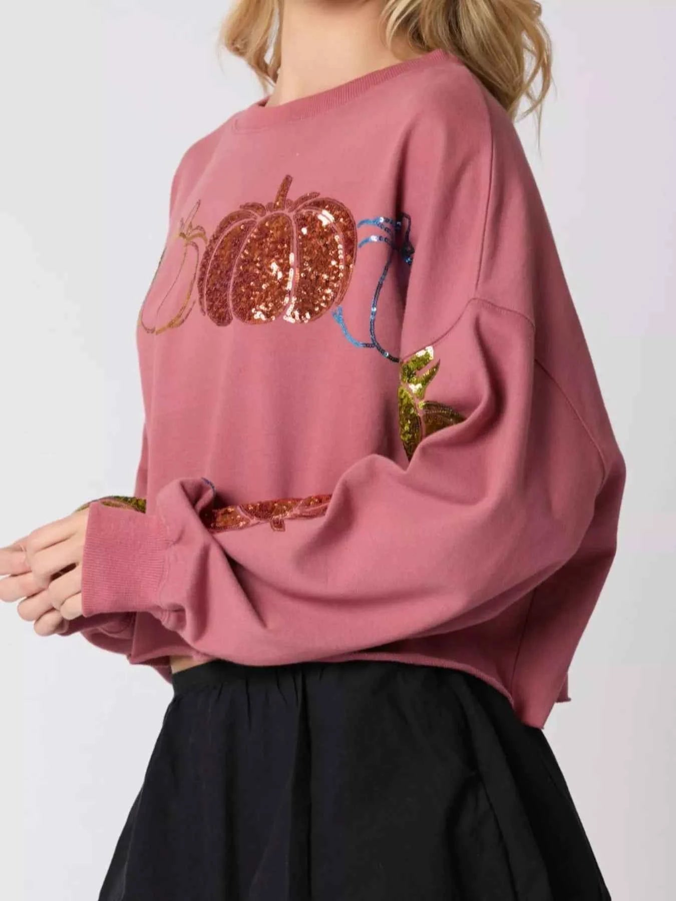 Sequined Pumpkin Halloween Crop Sweatshirt 65286606-4eab-456f-83eb-9f53f390af57-Max-Origin