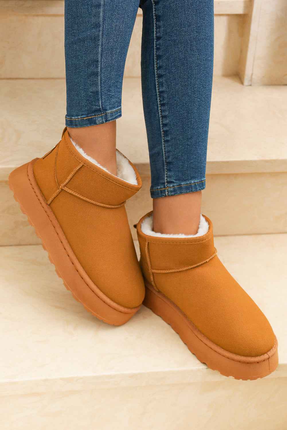 Chestnut Faux Fur Lined Suede Ankle Snow Boots 652dad20de4d5a40