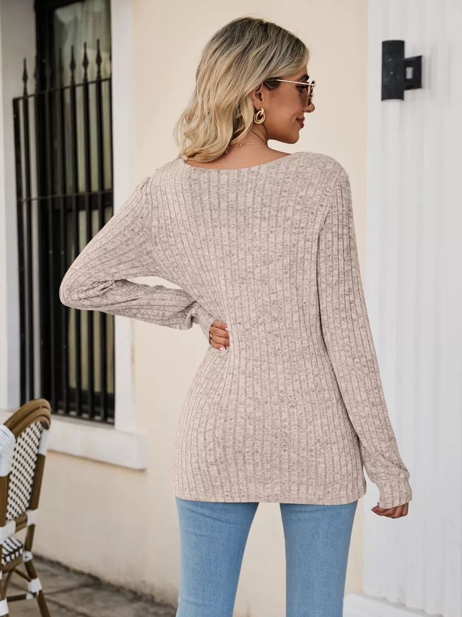 Ribbed Square Neck Long Sleeve T-Shirt 65357e11-ffd2-4423-aea6-9ab747b49a9c-Max-Origin