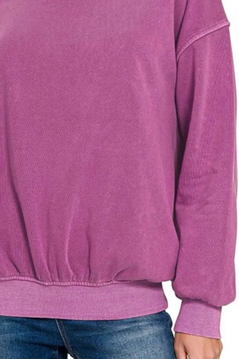 Zenana Soft Fleece Pigment Dye Round-neck Sweatshirts 65367d47-ccda-45bc-9358-bc3f62c5f7e4-Max-Origin