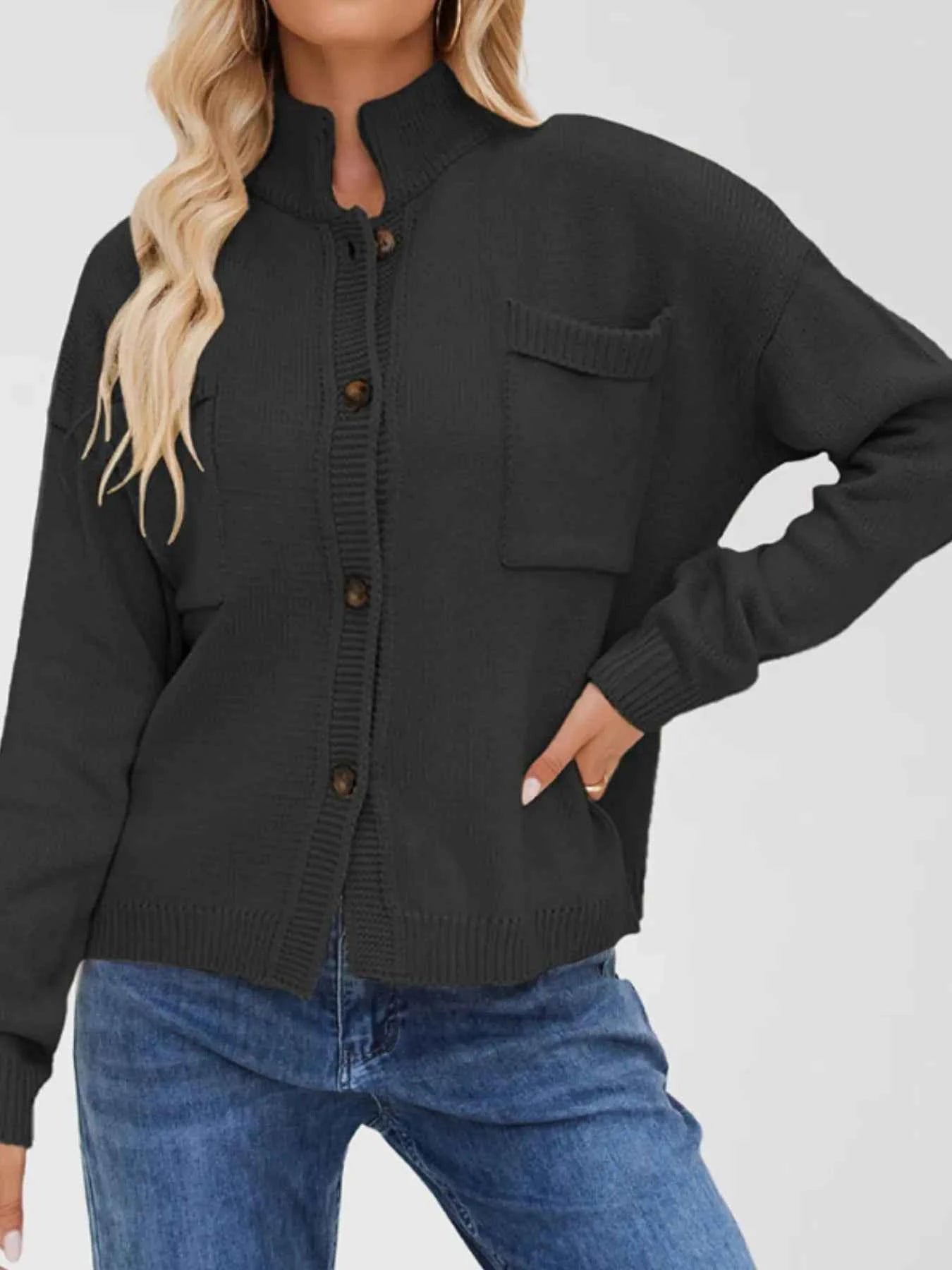 Ribbed Hem Button Up Cardigan 653732bf-00a2-4497-8b43-c7389e10f9e0-Max-Origin