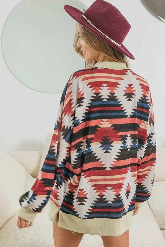 Aztec Print Mirr Mock Neck Lslv Top 653e0bdd604642bea03ea15c7aa8f781-Max-Origin