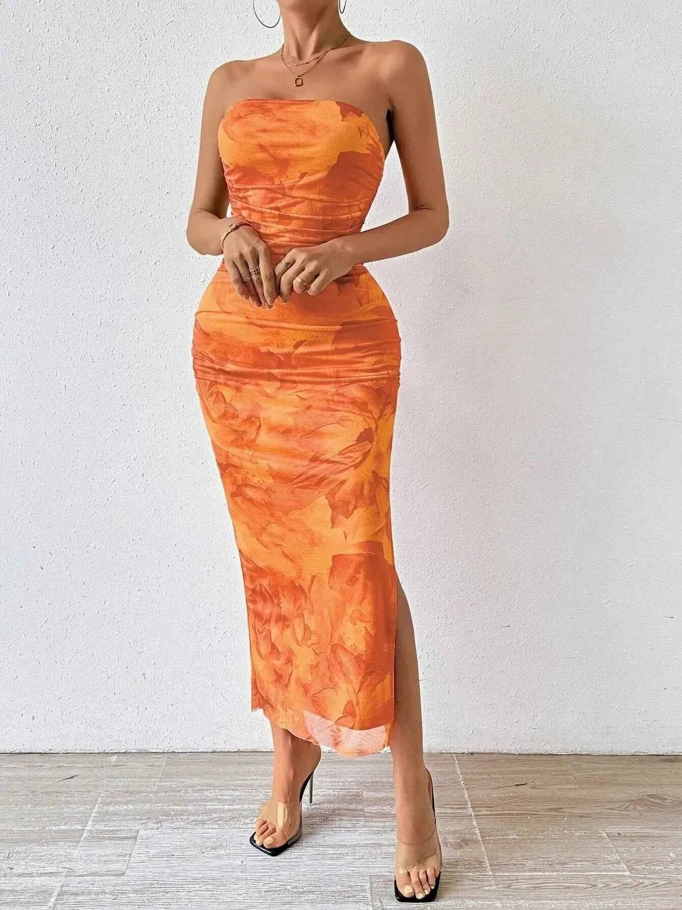 Printed Side Slit Tube Dress 654843aa178e4c74bfa0304b7cb2179b-Max-Origin