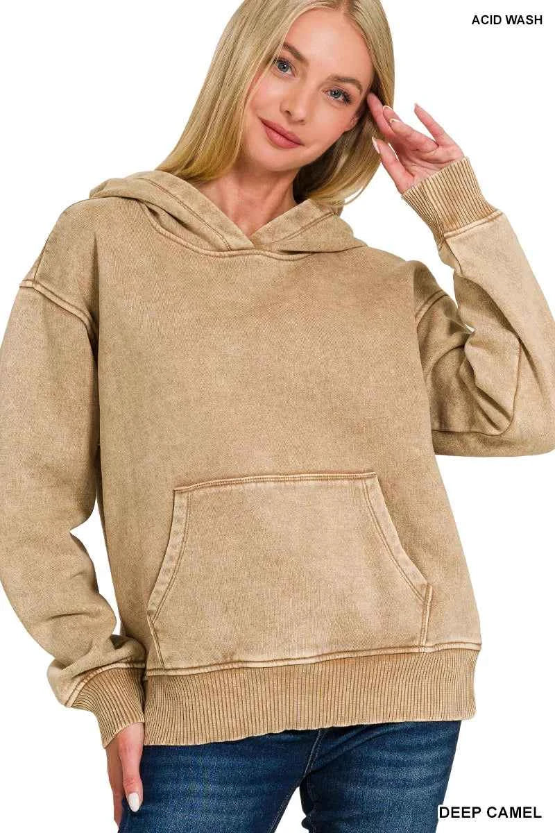 Zenana Fleece Acid Wash Kangaroo Pocket Hoodie 65515f2e-5bc8-4c9a-a00d-e86f055c00b5-Max-Origin