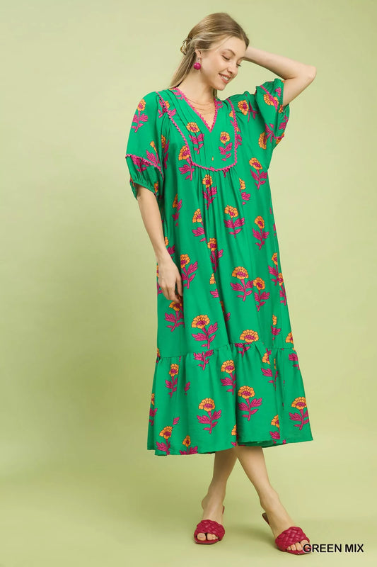 Floral Print Midi Dress 65575dbf-0b3e-46df-8b0e-33f0db8c9e76-Max-Origin