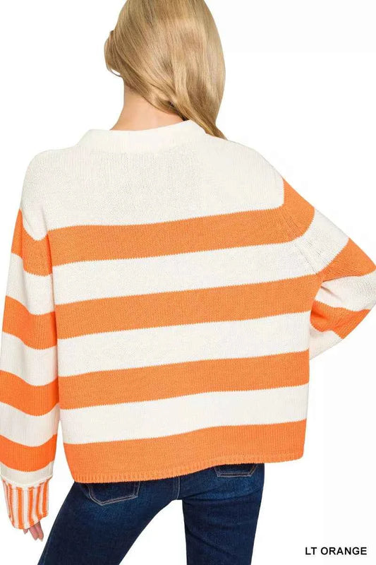 Ribbed Striped Mock Neck Sweater 655eb83ef07648d4b6b13892323d9227-Max-Origin