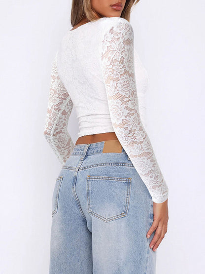 Devine V-Neck Long Sleeve Lace Top