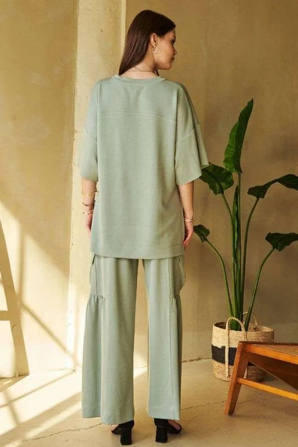 Davi & Dani Drawstring Ruched Detail Wide Leg Pants 65785c68-baee-466d-af61-5a551faa333c-Max