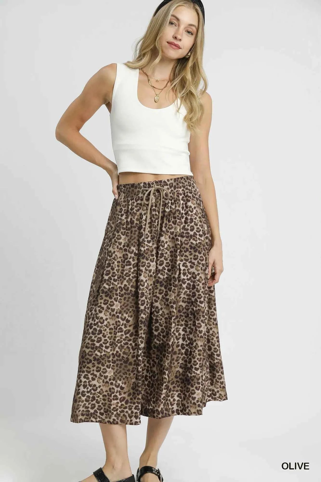 Umgee Drawstring Leopard Midi Skirt 657ada84-099f-4a49-84af-129ce67daa77-Max-Origin