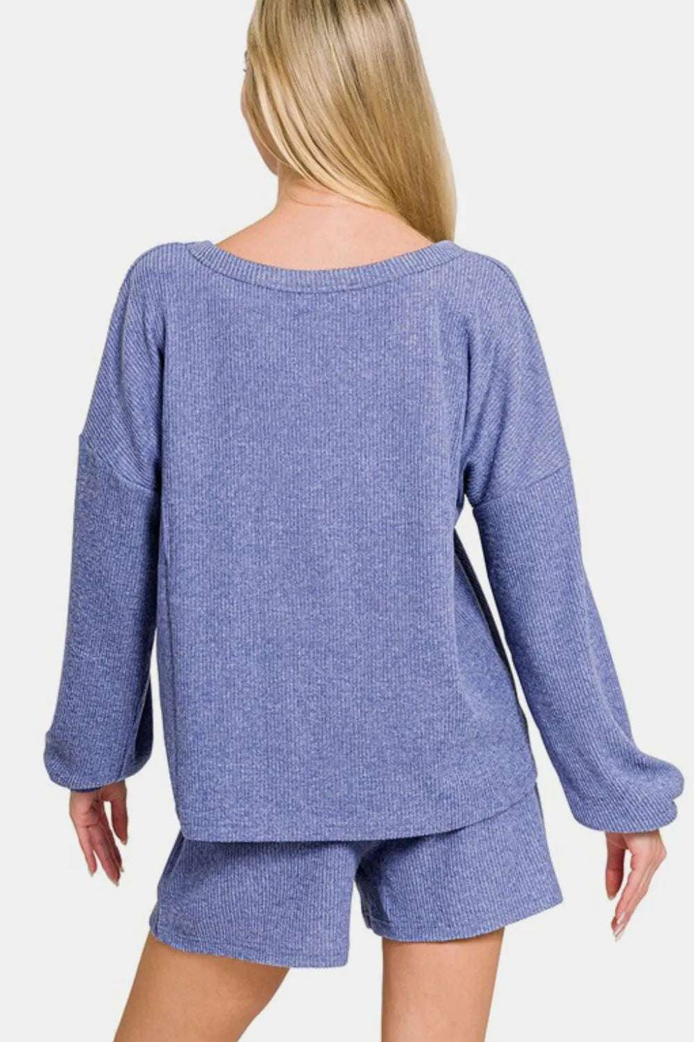 Zenana V-Neck Long Sleeve Ribbed Top and Shorts Set 657e6f79-bf56-405d-bc26-aec4c20cd5a0-Max-webp_2