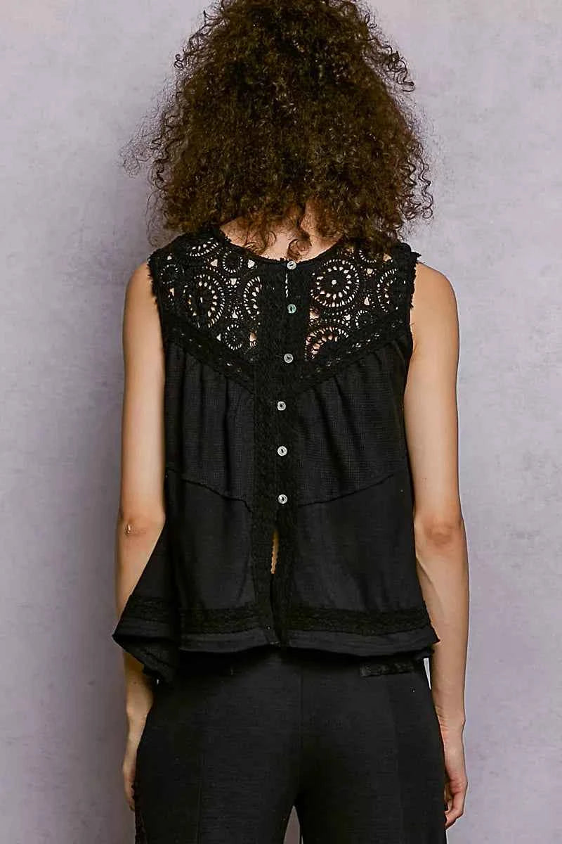 Round Neck Sleeveless Top with Crochet Contrast 6585db42-cd72-4fd6-8dc0-9ddc8a987385-Max-Origin