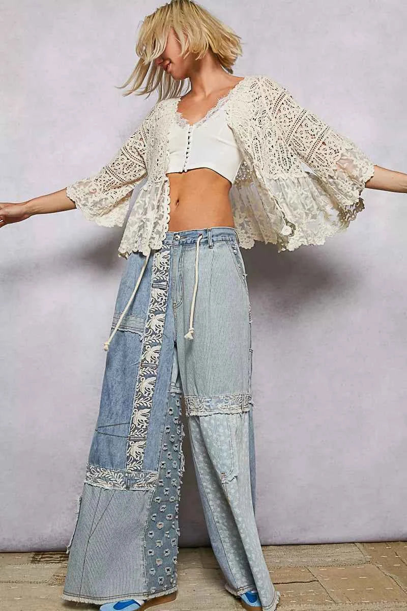 POL Floral Lace Short Sleeve Crochet Cardigan with Tassel Tie 6594c35c-e32a-43cf-b7d0-2b857f3b5adb-Max-Origin