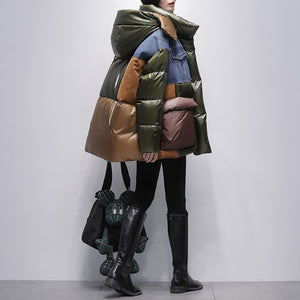 Women's Color-Block Down Jacket | Mid-Length 65BBD3A4252E3DAB21F752BB2008DB03