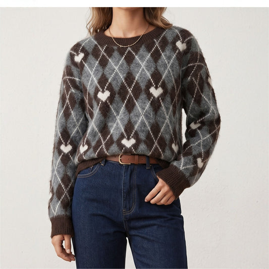 Heart Diamond Knit Sweater