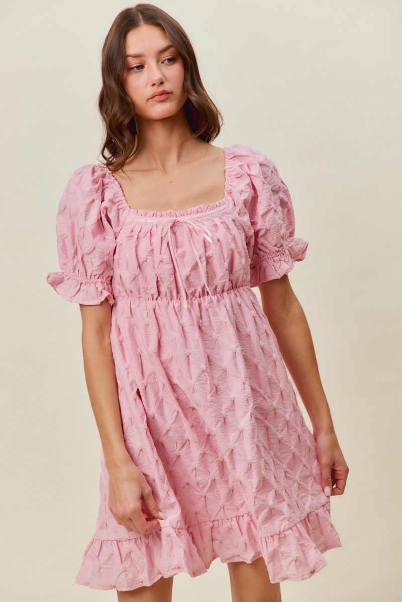 SO ME Texture Woven Ruching On Bust Mini Dress 65a5c34020604db998884a42ebcde856-Max