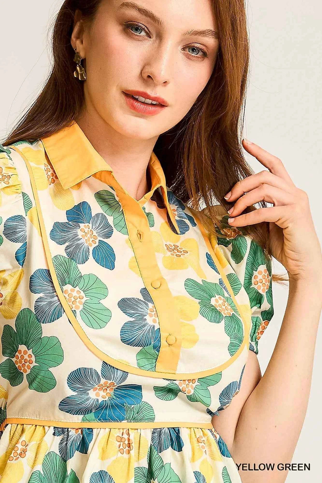 Umgee Floral Print Puff Sleeve Cropped Blouse 65a61a55-eaa5-419f-84d4-e6a11ed3e813-Max-Origin