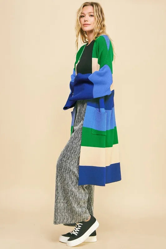 Davi & Dani Color Block Kimono Sleeve Open Front Cardigan 65b4283d-8ab1-4ae3-bdea-543ef17ecef9-Max