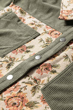 Medium Grey Ribbed Retro Floral Patchwork Jacket 65b676a99df47b08