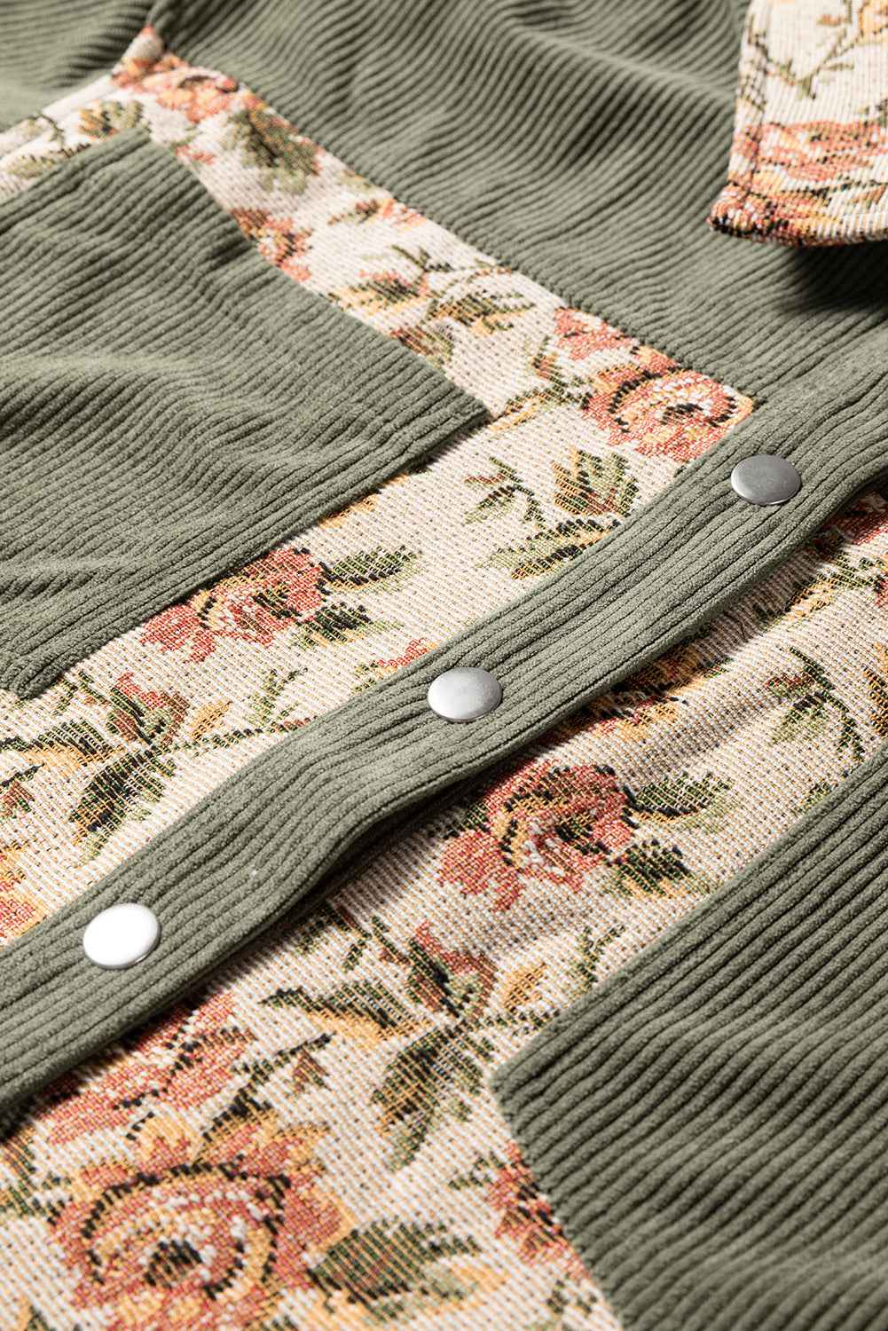 Medium Grey Ribbed Retro Floral Patchwork Jacket 65b676a99df47b08