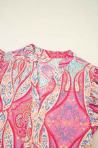 Tribal Paisley Ruffle Sleeve Notch Neck Midi Dress 65bec5e9-795f-456b-84e8-318ec1a1605e