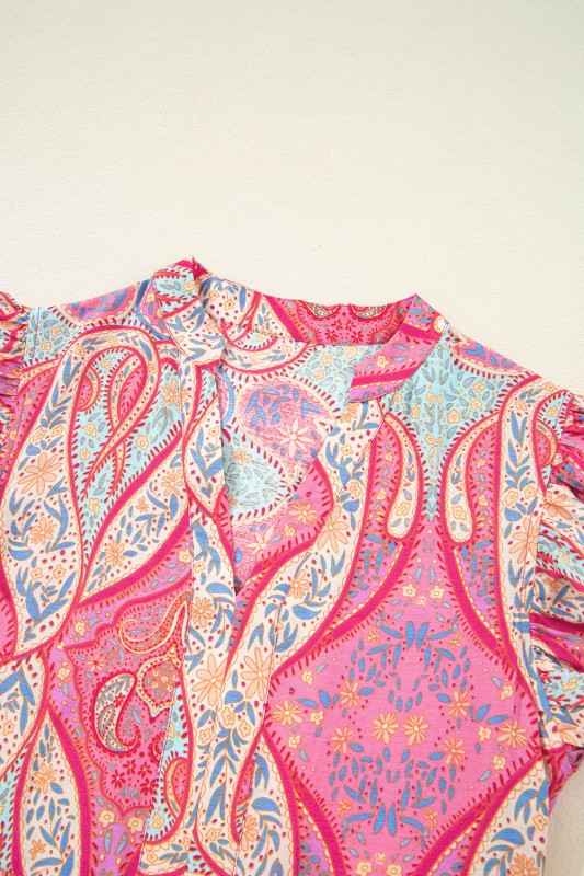 Tribal Paisley Ruffle Sleeve Notch Neck Midi Dress 65bec5e9-795f-456b-84e8-318ec1a1605e_2894a29b-9795-4ca5-9f75-5357396834e3