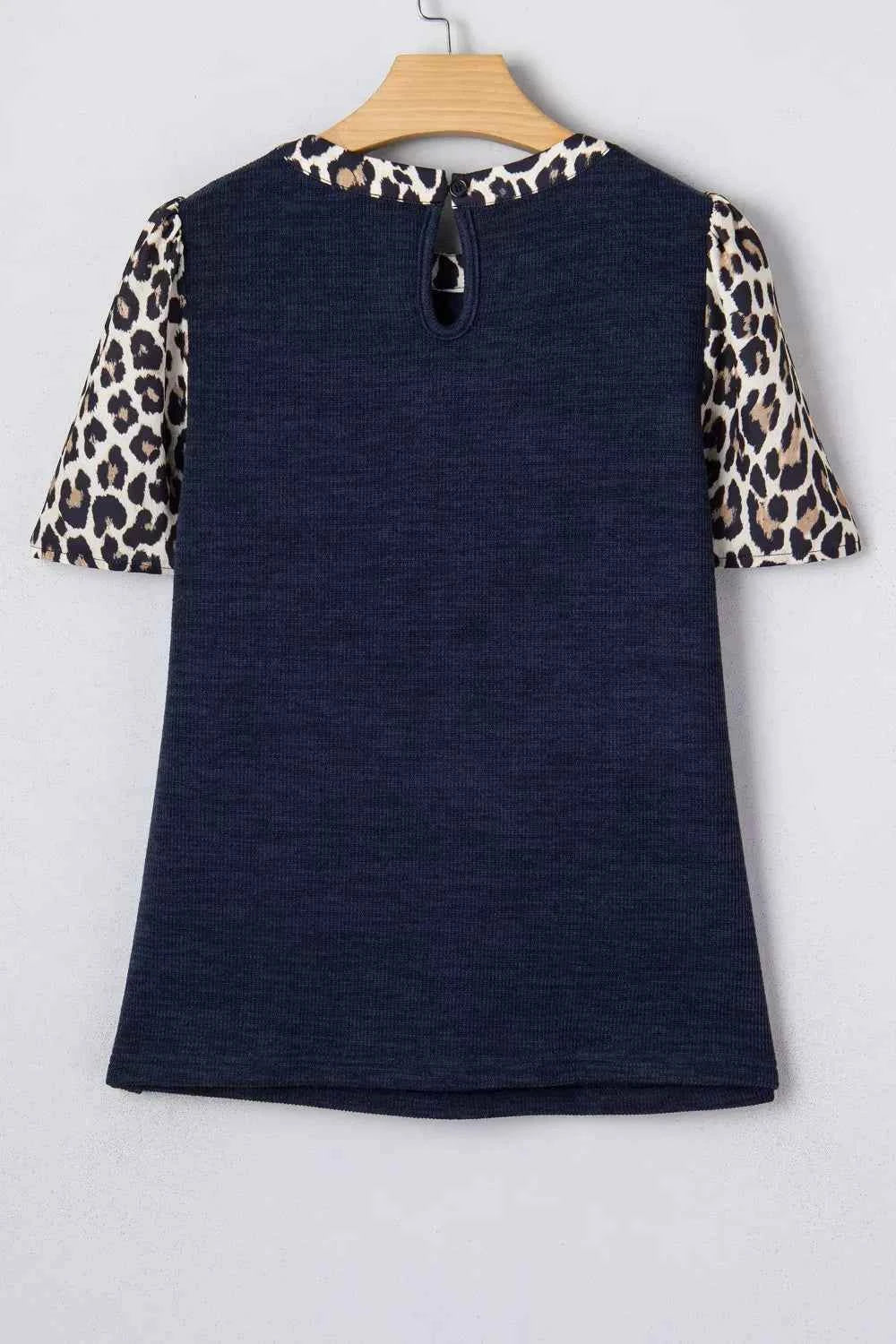 Ribbed Contrast Leopard Patchwork Short Sleeve Top 65d4bd70-1a07-4233-8db5-b234ae422e22-Max-Origin