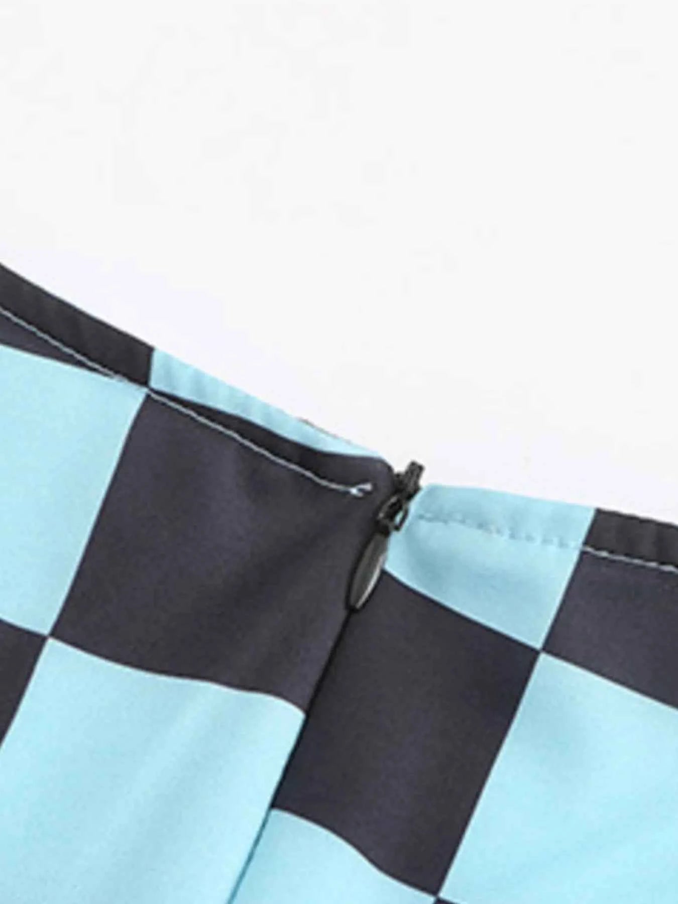 Checkered Short Sleeve Tiered Mini Dress 65e26ad6567f47078825bd49f7a4d9f2-Max-Origin