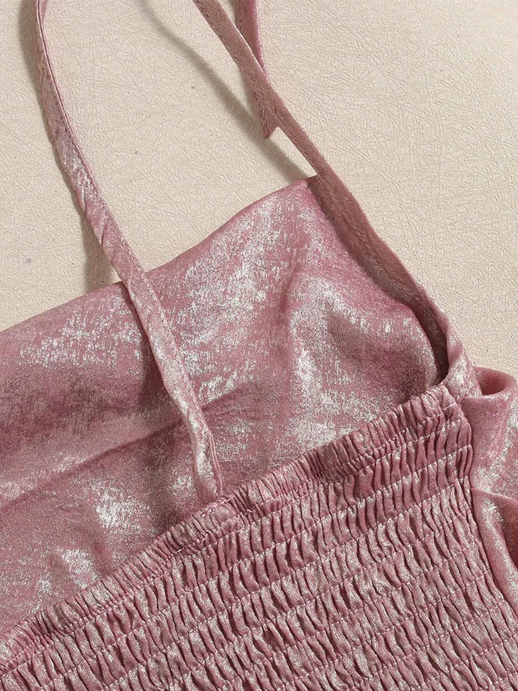Tie Shoulder Cami Top with Ruched Detail 65e2d4da37d94f7a8ec269d16145bb82-Max-Origin
