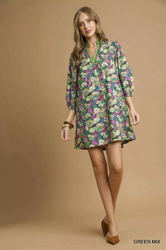 Boho Floral Balloon Sleeve Mini Dress 65feed41-8f95-4047-92aa-b4248fb71c11-Max-Origin