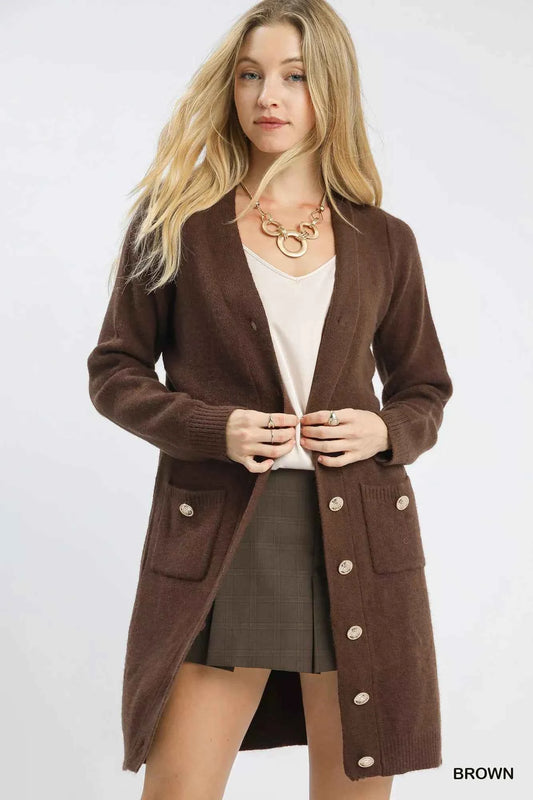 Button-Down Longline Sweater Cardigan with Front Pockets 6609f35c-b4af-4e42-9730-df24a8ad8e01-Max-Origin