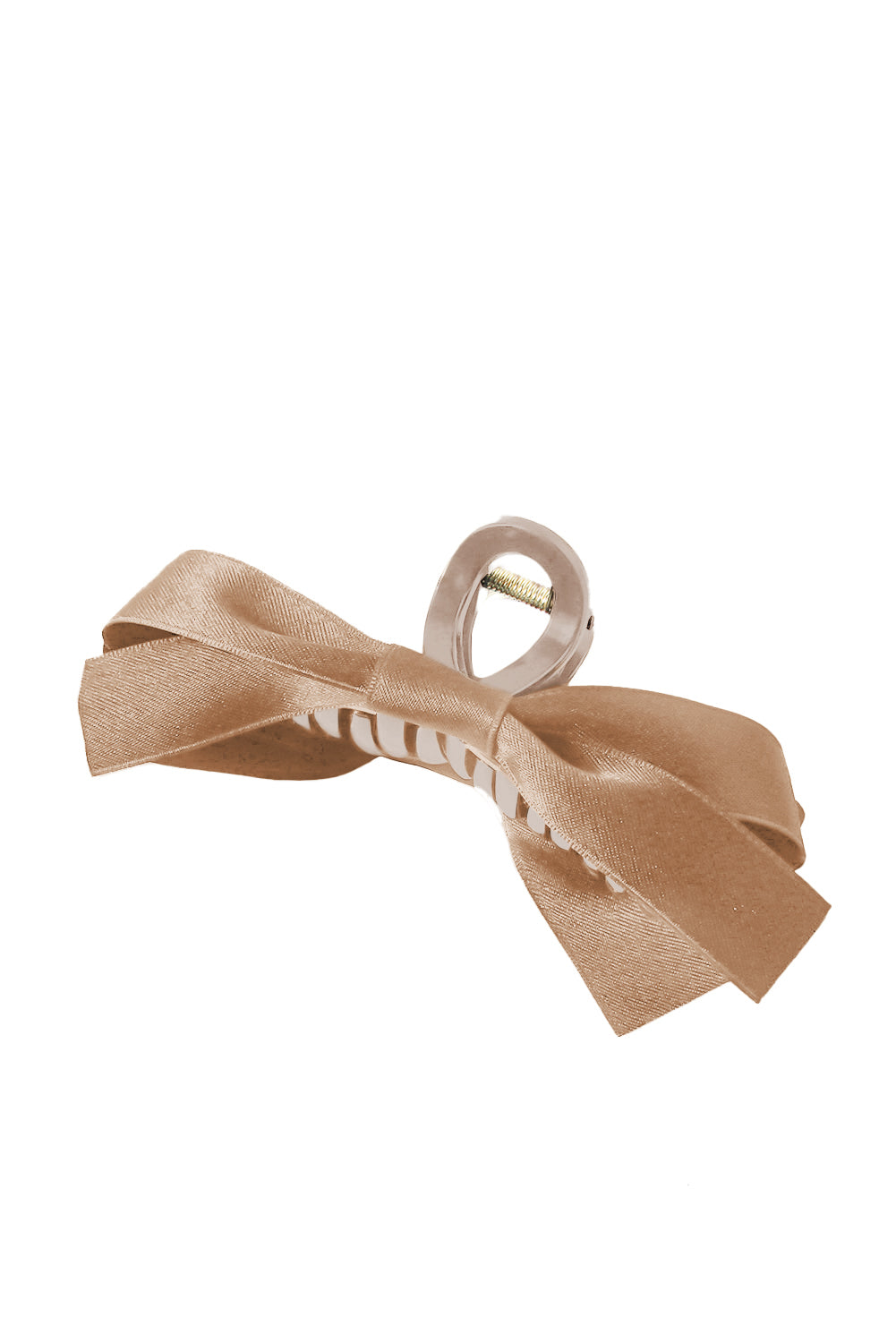 Light French Beige Solid Color Ribbon Bow Decor Hair Clip 660e4a4877cbe1a9