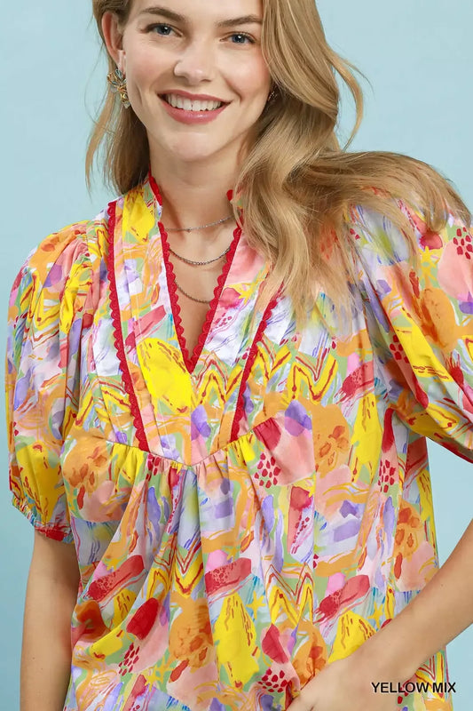 Abstract Print Puff Sleeve Top 66149f85-4582-4ef7-ba2b-2e5c2763328e-Max-Origin
