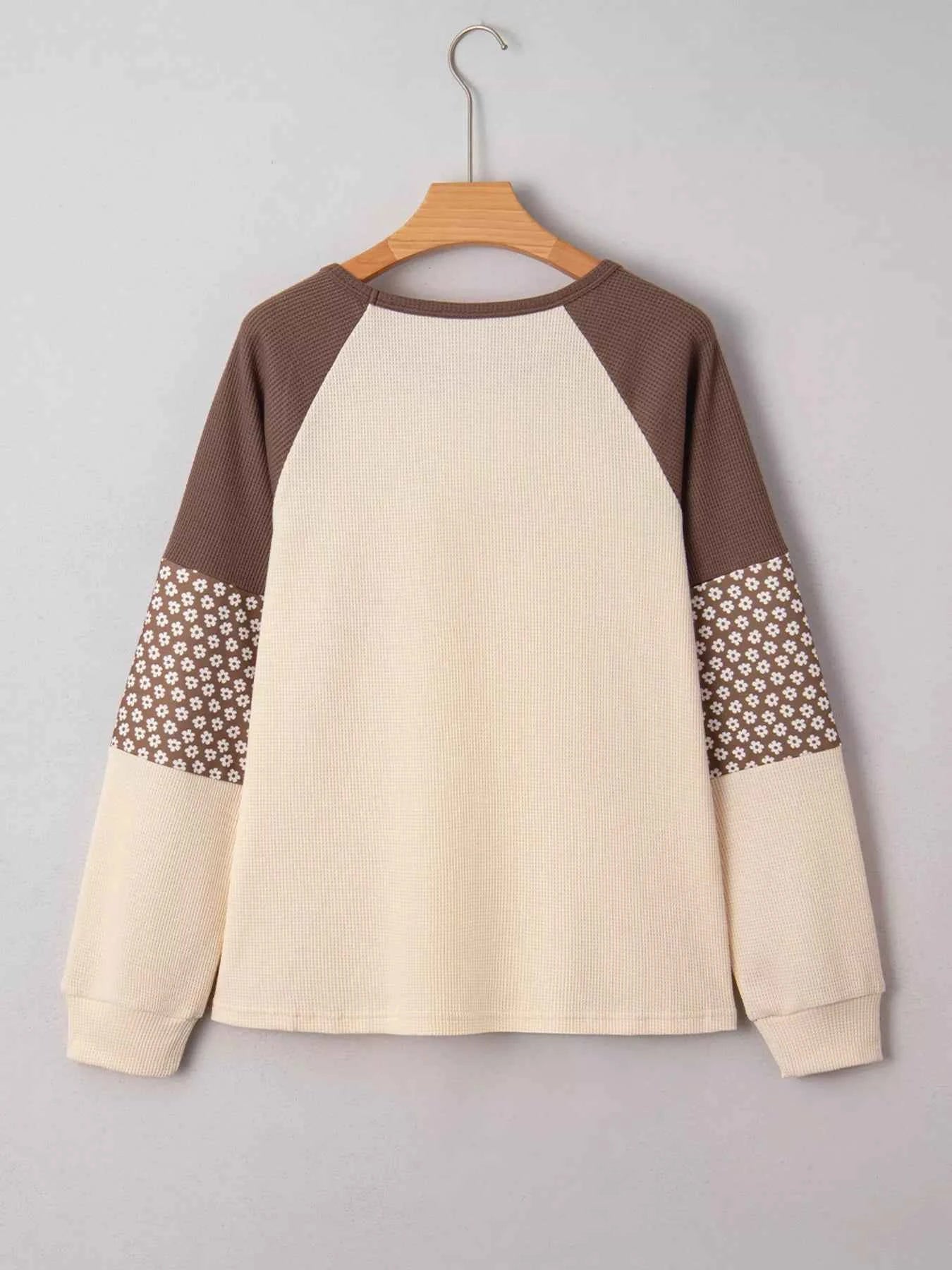 Floral Print Patchwork Color Block Long Sleeve Top 66240d9580cd4b3bb5896039506bc930-Max-Origin