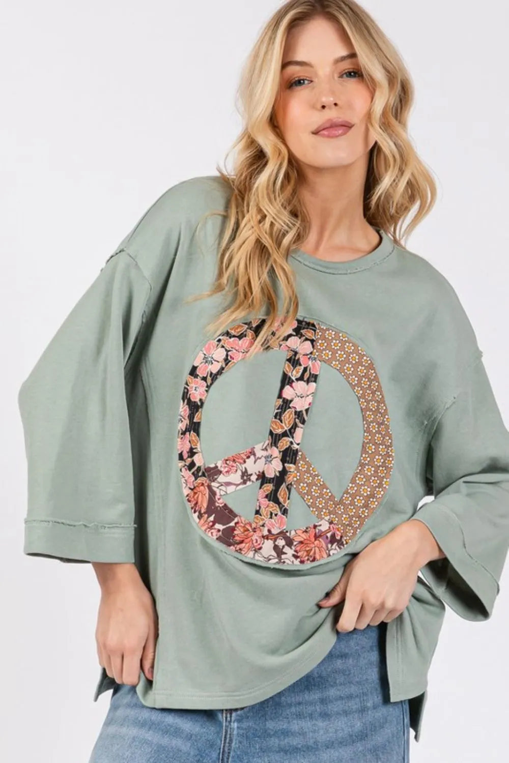 SAGE + FIG Floral Peace Patch Round Neck Top 662aa06f-4586-4979-a9c4-ef88be26bc82-Max