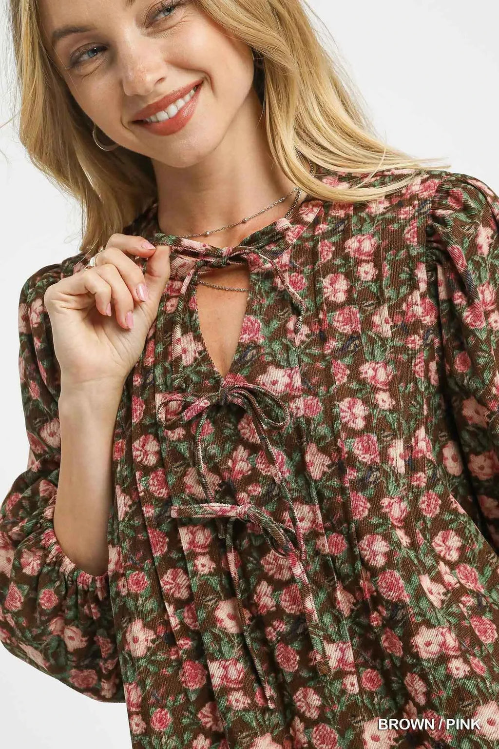 Umgee Floral Tie-Neck Babydoll Dress 6636afca-2e2a-40ac-a860-2f2005c379d4-Max-Origin