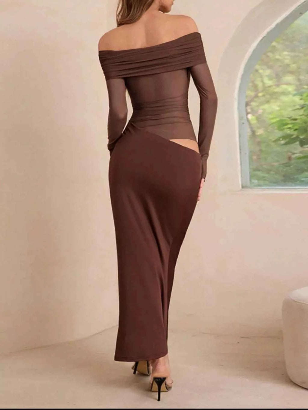 Off-Shoulder Long Sleeve Ruched Bodycon Maxi Dress 663f09e8-eb95-4925-8048-ee157ab7483f-Max-Origin