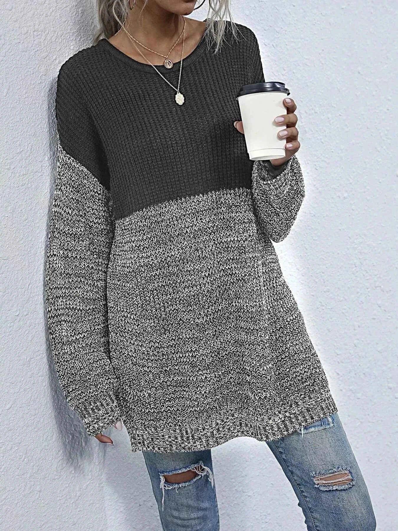 Color Block Long Sleeve Oversized Sweater 66467b6a-a356-4225-b4ba-c4302072ecac-Max-Origin