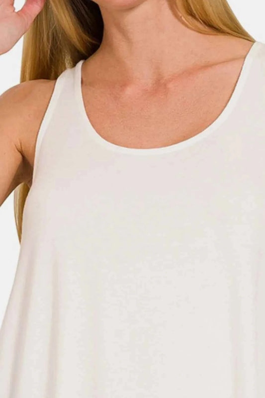 Round Neck Flowy Hem Tank 6646bc55-d1d0-4ce8-982e-865feadb8852-Max