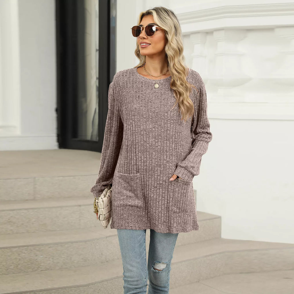 Ribbed Knit Long Sleeve T-Shirt 664b0af1-c32b-4b1c-9e79-4cc7413787f1-Max-Origin