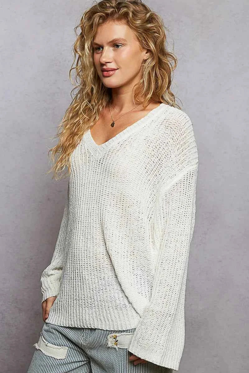 POL Oversized V-Neck Knit Top 6656d2cf-5bf1-4568-9491-fea6a1e154d7-Max-Origin