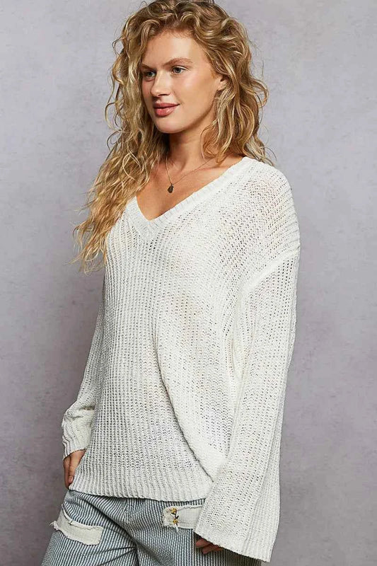 POL Oversized V-Neck Knit Top 6656d2cf-5bf1-4568-9491-fea6a1e154d7-Max-Origin