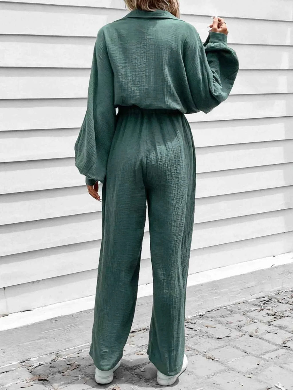Button Front Wide Leg Jumpsuit 665c557b84d34567bc978dadacadb54a-Max-Origin
