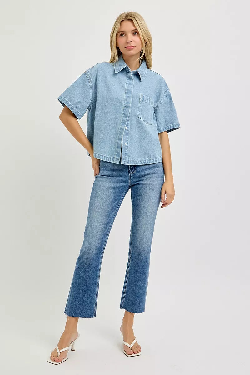 Oversized Half Sleeve Cropped Shirt 666089a1-7632-4357-90c7-25b2056f3e43-Max-Origin