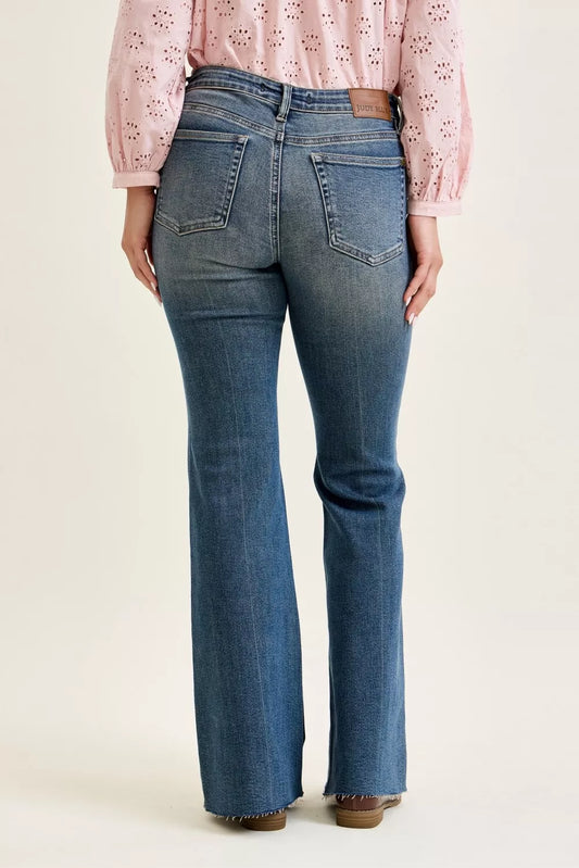 Mid Rise Flare Jeans with Front Flap Pockets 6673b5dc-c975-4e8b-9b49-27779a851f79-Max-Origin