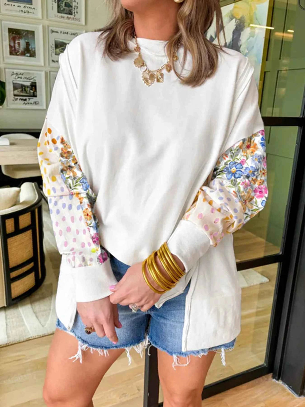 Floral Print Long Sleeve Sweatshirt 6678ed5e54e24324b5fe35cfc810ac40-Max-Origin